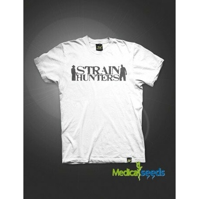 Tričko so značkou Strain Hunters biele