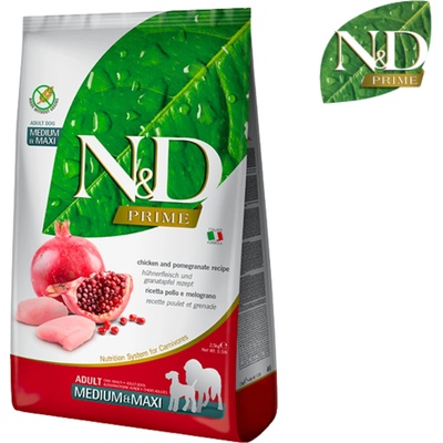 N&D Prime Dog Adult Medium & Maxi Grain Free Chicken & Pomegranate 2,5 kg