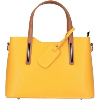 Borse In Pelle kožená dámská kabelka do ruky Maila banánově žlutá