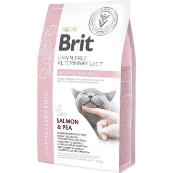 Brit Veterinary Diets Hypoallergenic за котки с различни непоносимости, дерматологични или храносмилателни със Сьомга и грах 400gr