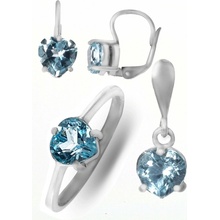 A-B Set of silver heart shaped jewelry with topaz Sky blue 20000038