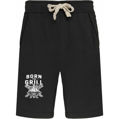 Born to grill V2 bílý tisk Pohodlné kraťasy s potiskem