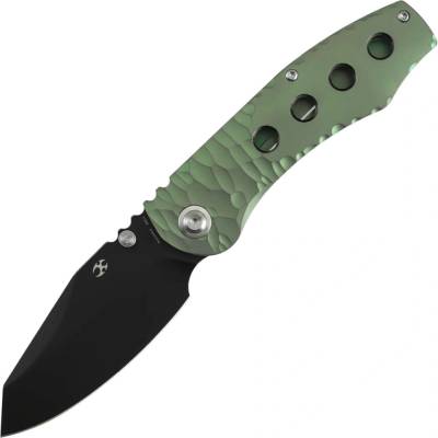 Kansept CAVEMAN Blackwash CPM 20CV, zelený anodizovaný a stonewashed Ti K1110A3