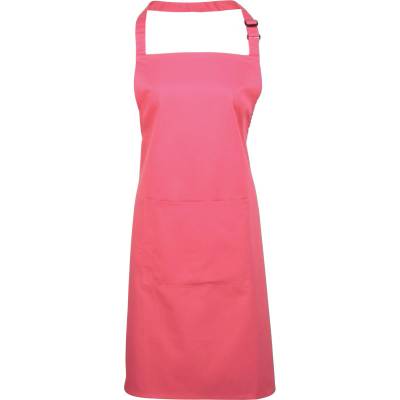 Premier PR154 Zástěra s laclem a kapsou na břiše Colours červená fuchsia