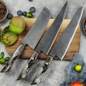 HARAHU Комплект кухненски ножове дамаск ku-37428 - Черен / Златен kp37428 (ku-37428)