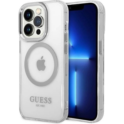 GUESS Кейс Guess GUHMP14XHTRMS за iPhone 14 Pro Max 6.7", сребрист / сребрист, твърд, Metal Outline Magsafe (GUE002421-0)