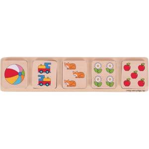 Bigjigs Toys Дървен пъзел Bigjigs - Повдигни и свържи цифрите (BJ276) - ozone