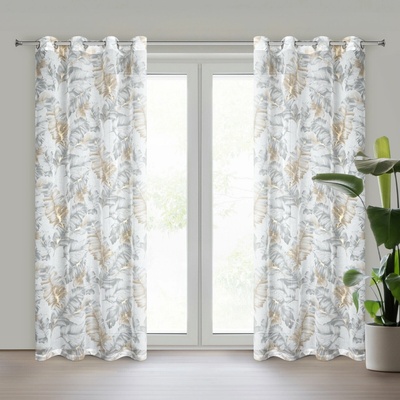 Eurofirany Závěs 140x250 cm bílý šedý na kovové kroužky LAYLA