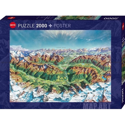 HEYE Map Art Horský svět v Alpách 2000 dielov