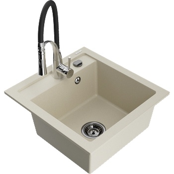 Mexen Vito гранитна мивка с 1 отделение и кухненски смесител Aster, бежов - 6503-69-73450-07-B (6503-69-73450-07-B)