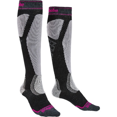 Bridgedale dámske lyžařské ponožky Ski Easy On Over Calf Wmns merino Performance black/light grey