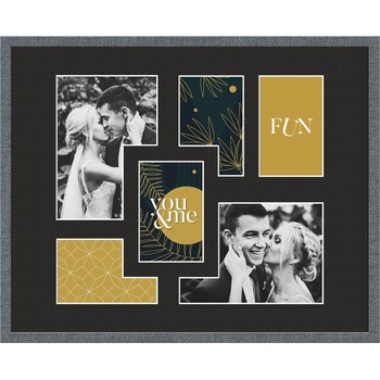 STYLER Рамка за 6 снимки Kyoto с черно паспарту 40 x 50 см сива (RA-15125)