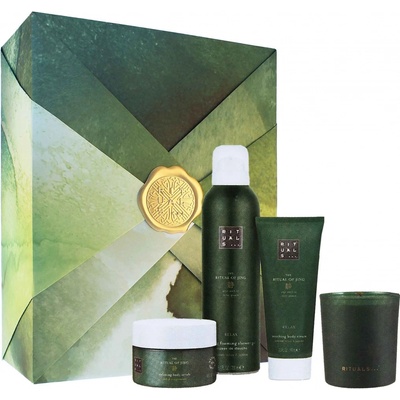 Rituals The Ritual of Jing sprchová pěna 200 ml + tělový krém 100 ml + tělový peeling 125 g + vonná svíčka 140 g – Hledejceny.cz