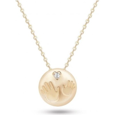 Biju Pozlacený řetízek 14k zlatem s přívěskem, motiv rodina s otiskem rukou 3001453