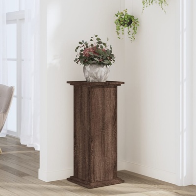 vidaXL Поставка за растения, кафяв дъб, 33x33x80 см, инженерно дърво (852975)