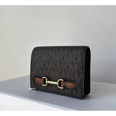 Michael Kors Carson small flap wallet brown hnědá