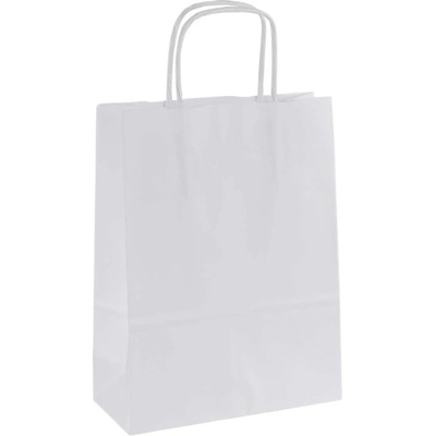 Papierová taška s krúteným uchom 140x80x210 mm, biela