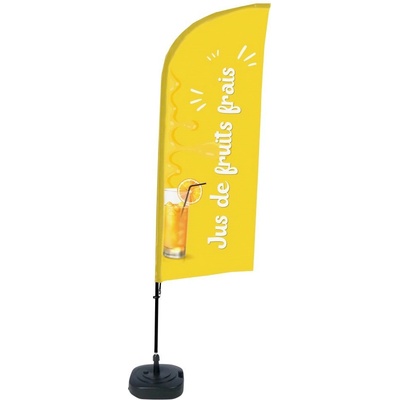Jansen Display Kompletní sada reklamní vlajky ve tvaru křídla, Čerstvý džus, francouzština, 1105 x 3300 mm