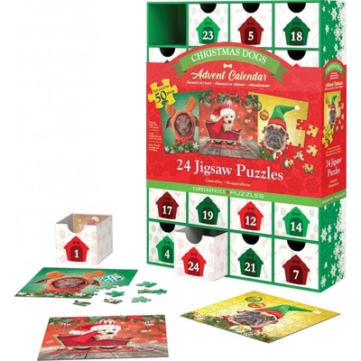 EUROGRAPHICS Adventní kalendář Vánoční pejsci 24x50 dielov