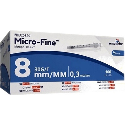 Embecta Micro-Fine U-100 inz.střík.8mm 0.5ml 100 ks – Zboží Dáma