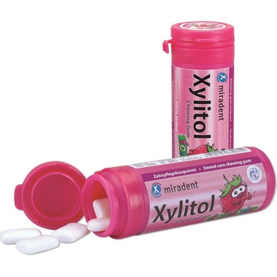 Miradent Xylitol DĚTSKÉ žvýkačky JAHODA 30 ks – Zboží Dáma