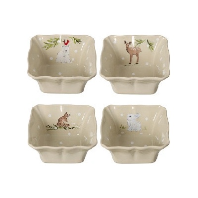 CASAFINA Miska zapékací 12cm 0,36L DEER FRIENDS bílá Linen set 4ks