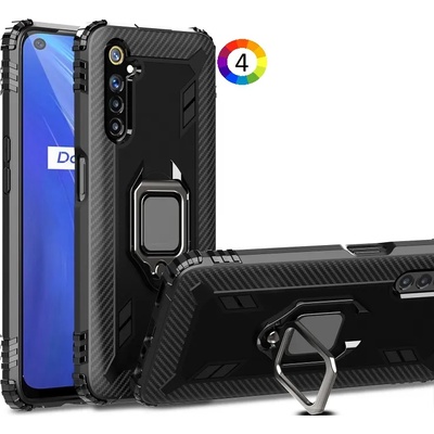 OPPO Realme 6S Удароустойчив Carbon Fiber/Ring Holder Калъф и Протектор