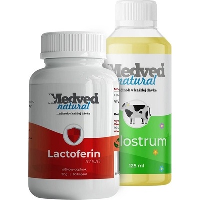 Medveď natural Lactoferin IMUN 60 kapsúl a Colostrum 125 ml