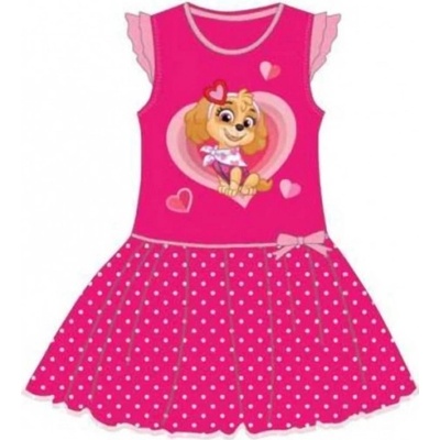 Setino dievčenské bavlnené letné šaty Tlapková patrola Paw patrol Skye tm. ružové