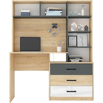 Голд - Аполо Бюро с надстройка Сидни М4 дъб сонома / антрацит / бяло гланц