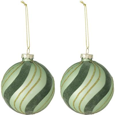 Bloomingville Vánoční ozdoba Sunita Green Glass – set 2 ks, zelená barva, sklo