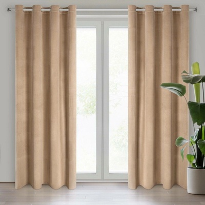 Design 91 ZATEMŇOVACÍ ZÁVĚS NA KROUŽCÍCH ROSA 140X250 CM TMAVĚBÉŽOVÁ