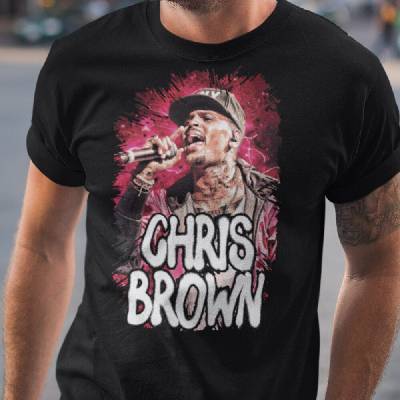 Tričko s potlačou Chris Brown čierna