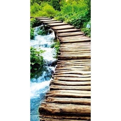 002 Samolepící fototapeta na podlahu - Dřevěný most, 85 x 170 cm