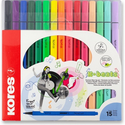 Kores K-Beats fixy 15 barev 29215
