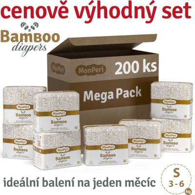 MonPeri Bamboo S 3-6 kg 200 ks
