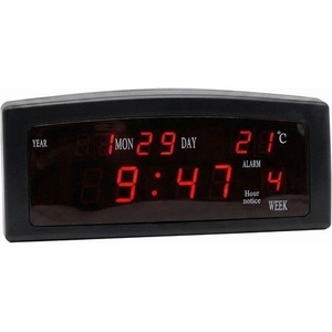 Elekom Дигитален Часовник с Аларма EK-909, 24-часов формат на часа, функция "Snooze", Термометър (ЕК-909) Будилник