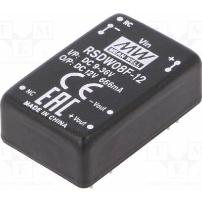 MEAN WELL RSDW08F-12 Měnič: DC/DC; 8W; Uvst: 9÷36VDC; Uvýst: 12VDC; Ivýst: 0÷666mA; DIP24