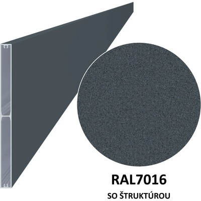 Hliníkový profil 200 x 16 x 6000 mm, štruktúra RAL 7016