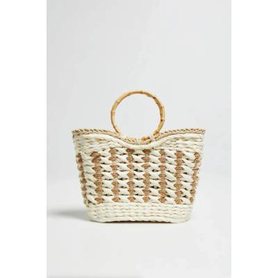 Marisse White Basket Bag hnedá krémová