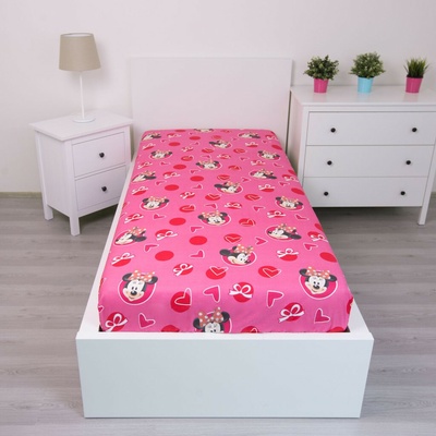 Jerry Fabrics prostěradlo MINNIE MOUSE srdce růžové 90x200