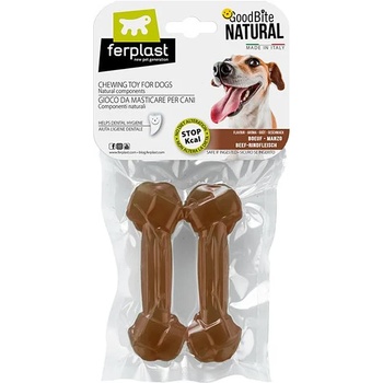 Ferplast GoodBite Natural Medium - Лакомство за кучета - кокал за дъвчене от царевично нишесте с вкус на телешко , 13, 5 x 4, 4 x h 2, 1 -2 х 70 гр