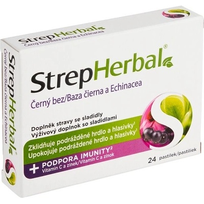 StrepHerbal Černý bez a echinacea 24 pastilek