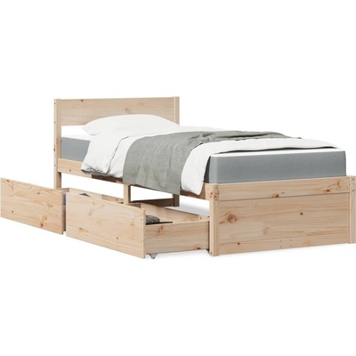 zahrada-XL 3281919 Postel se zásuvkami a matrací masivní borovice