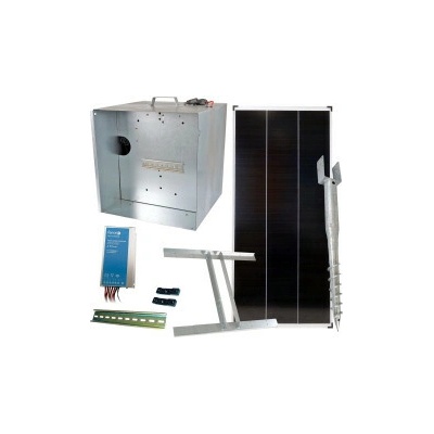 Základná sada na solárny ohradník s prenosnou schránkou, regulátor 15 A, panel 200 W, držiak, konzola
