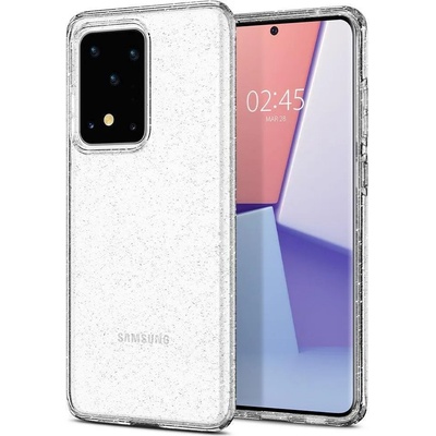 Spigen Противоударен Блестящ Калъф за Samsung S20 Ultra, Spigen Liquid Crystal Glitter Quartz Case, Прозрачен (ACS00710)
