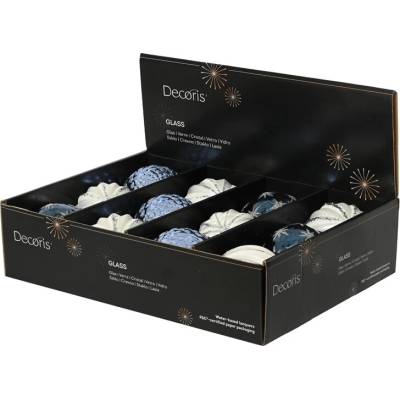 NENURODYTA_V Vánoční hračka na stromeček Decoris Shiny, modrobílá