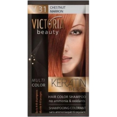Victoria Beauty Оцветяващ шампоан с кератин - Кестеняв (v31), 4-8 измивания