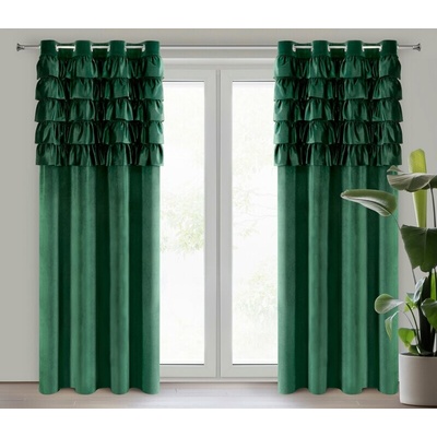 Takoy Záves AURA z velúru zdobený jemnými volánmi 140 x 250 cm-HF-454069 | 140 x 250 cm