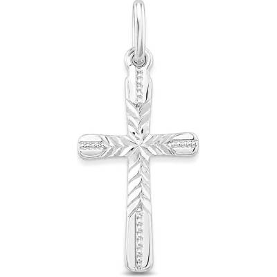 Argento Strieborný prívesok krížik s ručným gravírom 85827
